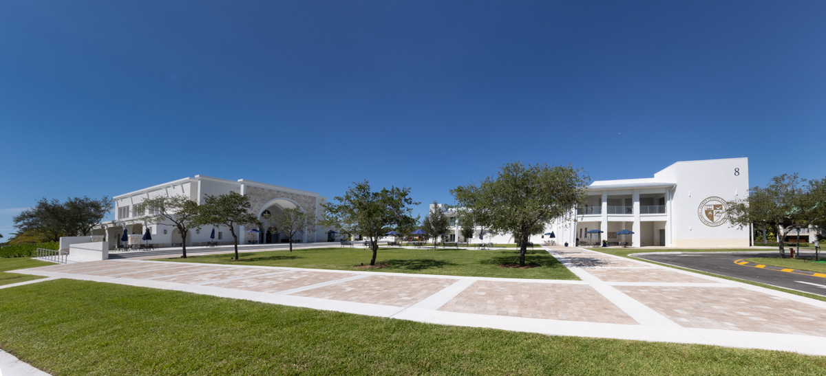 Architectural overview of Palmer Trinity chapel and student center in Miami, FL